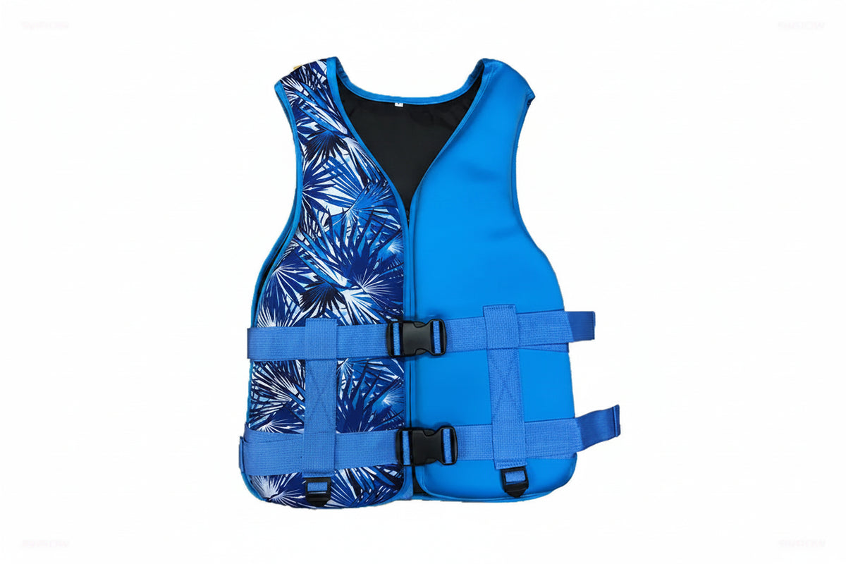 Chaleco salvavidas de neopreno OLA Paddle & Surf, color azul con estampado hoja de arce