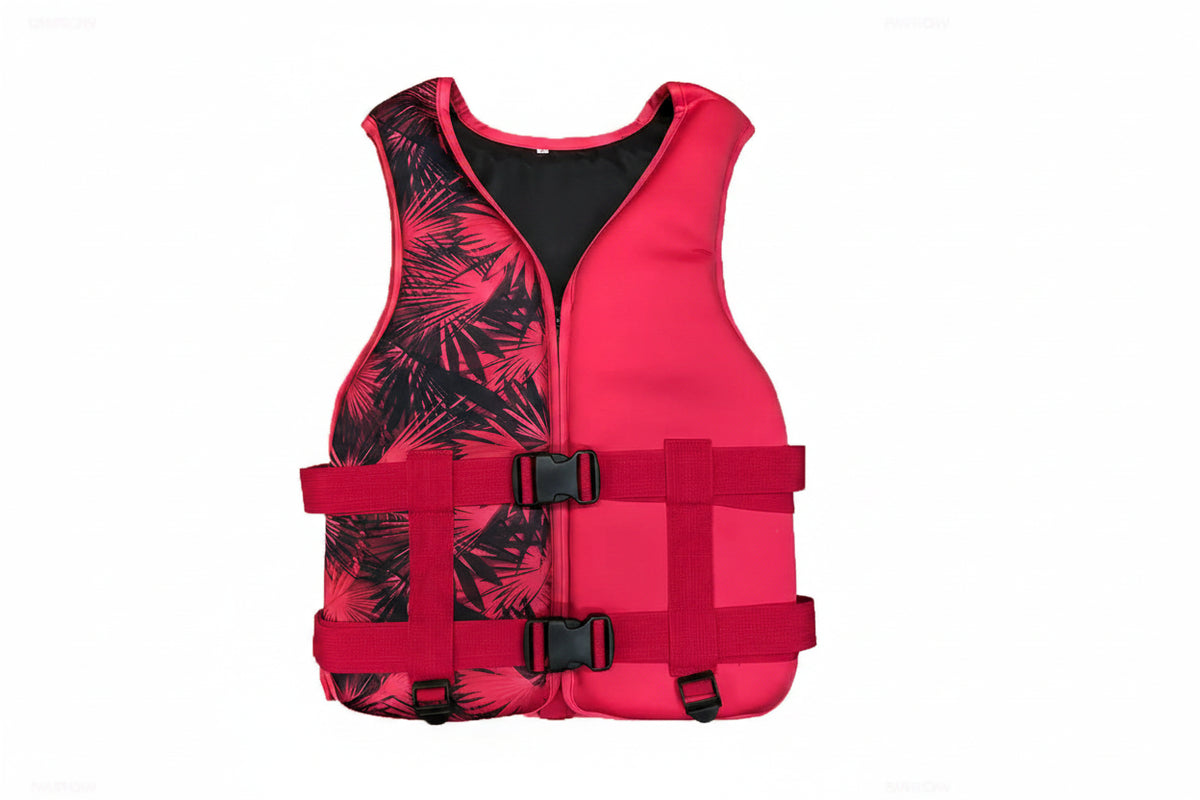 Chaleco salvavidas de neopreno OLA Paddle & Surf, color rojo con estampado hoja de arce